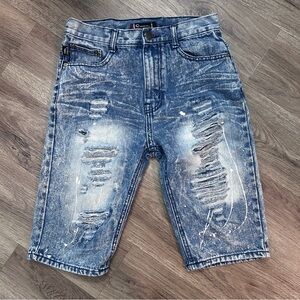 Akademiks Light Blue Ripped Tween Jean Shorts - 16